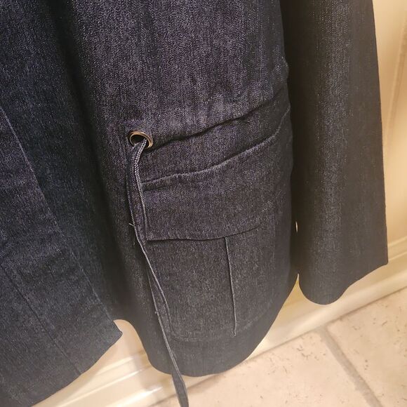 Sandro Woman Blue Denim Jacket w/ Cargo Pockets Size 2XL - Picture 5 of 9